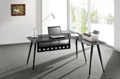 OFFICE DESK W/ TEMPERED GLASS